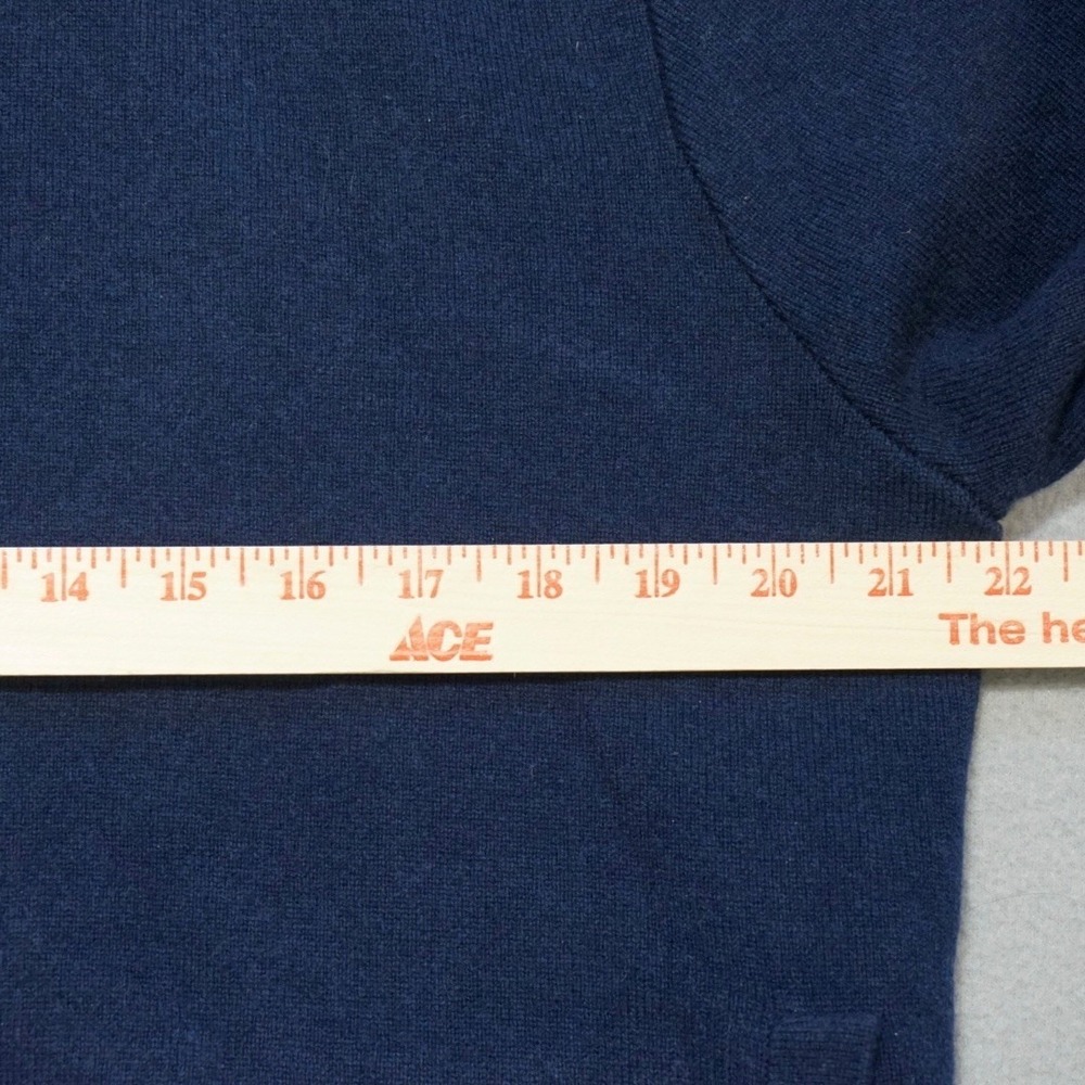 COLLARS & CO Napoli Signature Hooded Wool Cashmere Sweater Mens M Navy Removable - Picture 11 of 13